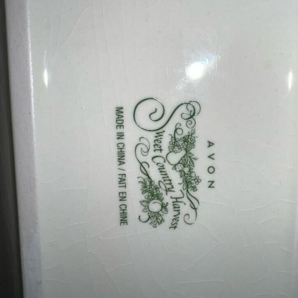 1980's Avon Sweet Country Harvest Spoon Rest Ceramic Fruit Pattern NOS - Picture 3 of 7